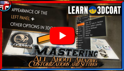 Appearance of the left panel and other options in 3DCoat Appearance of the left panel and other options in 3DCoat